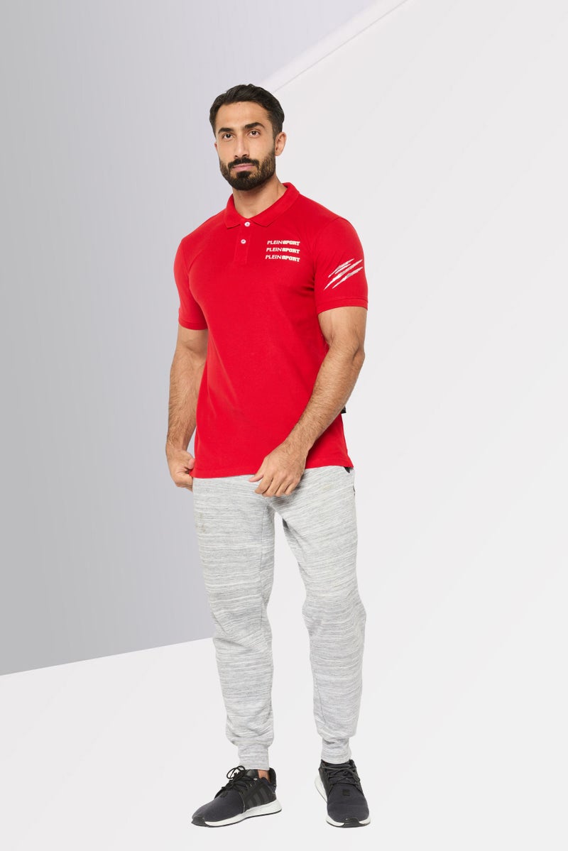 PHILIPP PLEIN Plein Sport Men Sportswear Fit Short Sleeves Outdoor Polo Shirt, Red - Image 2